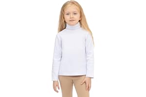 Lilax Girls' Basic Long Sleeve Turtleneck Cotton T-Shirt
