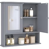 VASAGLE Meuble Mural Salle De Bain Blanc - Armoire Pharmacie Étagère Réglable 40x16x60cm