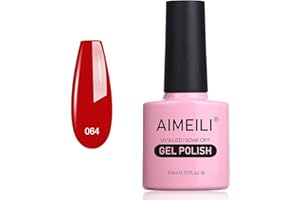 AIMEILI Soak Off UV LED Vernis à Ongles Gel Semi-Permanent Rouge Gel Polish - Pillar Box Red (064) 10ml