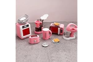 KARLOR Juego de utensilios de cocina para casa de muñecas, miniatura, horno, hervidor de agua, cafetera, microondas, tostadora, batidora, casa de muñecas, utensilios de cocina 1:12, accesorios para