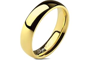 Les Plaisirs de Stella Bague Anneau en Acier Inoxydable Doré - Poli Miroir - 5 mm - Taille 49 a 69 - Mixte Homme/Femme