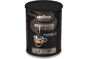 ‎LAVAZZA Lavazza, Espresso Italiano Classico, Gemahlener Kaffee, mit Blumigen & Fruchtigen Aromanoten, Ideal für Mokka-Kanne oder Filterkaffee, 100 % Arabica, Intensität 5, Mittlere Röstung, 1 Dose à 250 g