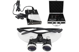 DDASAM Occhiali ingrandimento,Lente d'Ingrandimento Dentale, dental loupe,lampada dentale 3,5x Occhialini Binoculari Medici Chirurgici Dentali con Faro LED per Chirurgia Odontoiatrica