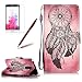 Produktbild Für LG Stylus 2 LS775 Hülle Leder, Girlyard Traumfänger Feder Muster Entwurf Schutzhülle Tasche PU + TPU Silikon Innere Cover Flip Case Bookstyle mit Lanyard Strap Standfunktion Kartenfächer Magnet Handyhülle für LG Stylus 2 LS775