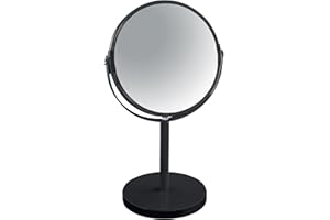 Spirella Okrągłe obrotowe lustro cokołu do makijażu i golenia, metalowe, czarne, 17 x 17 x 27 cm