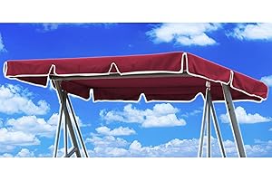 KEKAFU Hollywoodschaukel Ersatzdach 210x145, Hollywoodschaukel Dach Universalgröße, Hollywoodschaukel Dachbezug Universal, Sonnendach für Hollywoodschauke mit 2 Tunnelschlaufen 100% Polyester (Rot)