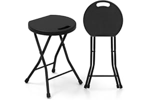 COSTWAY Klapphocker 2er Set, klappbarer Hocker mit Tragegriff, 150 kg Tragkraft, für Küche, Garten und Außenbereich