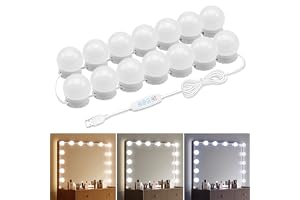 Tazweeq LED Vanity Mirror Lights with 14 Dimmable Bulbs, Adjustable Color & Brightness, USB Cable, Hollywood Style Stick-on for Makeup Table Dressing Room