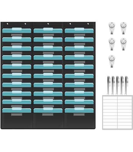 ANSTROUT Tableau De Poche De Rangement 12 Poches Avec Étiquettes - Organiseur Mural Pour Dossiers, Fichiers Et Documents