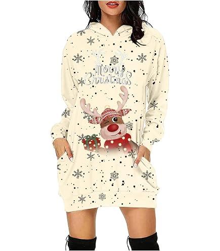 Generisch Weihnachtskleid Für Damen Langarm Weihnachts Kleid Elegant