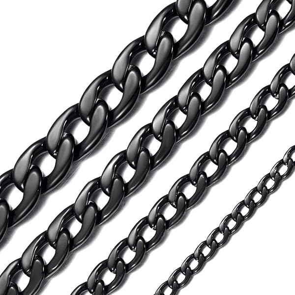 ChainsHouse Cubaanse pantserketting voor heren, 316L roestvrij staal, zilver /goud/zwart, breedte 5/9/12/15 mm, lengte 36/46/51/55/61/66/71/76 cm] sieraden jongen meisje verjaardagscadeau, 5, Metaal