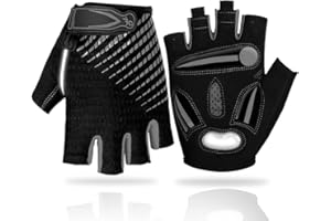 LUROON Cycling Gloves Half Finger Gel Padded Bike Gloves Anti-Slip Shock-absorbing Hand Protect Fingerless Summer Bicycle Short Gloves for Mens & Women