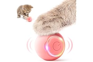 Baytion Gioco Gatto Interattivo Palla Giocattolo per Gatti in Casa Intelligente Rotolante Automatica, con 2 Modalità, Luci a LED Mutevoli, Ricaricabili di Tipo C per gatto e cucciolo, Rosa