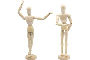 MGCTOLBOX 2PCS Wooden Manikin 12 inch/30cm,Drawing Mannequin with Flexible Joints,Wooden Human Artists Mannequin with Stand, Painting and Drawing Aid, Artist Sketch Drawing Model for Art,Home Decoration
