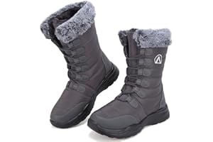 Csgkag Stivali da Neve Uomo Donna Scarpe Invernali Stringate Stivaletti Fodera Caldi Stivaletti Casual Outdoor Antiscivolo Scarponi Trekking