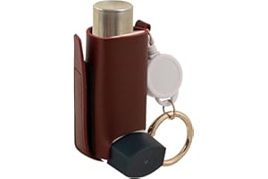 Adfuenom Inhaler Case,Asthma Inhaler Holder Keychain,Inhaler Cover,Retractable Clip PU Leather Protective Travel Handy Mini Holster for Kids and Adults.Carrying Case with Carabiner Clip,Inhaler