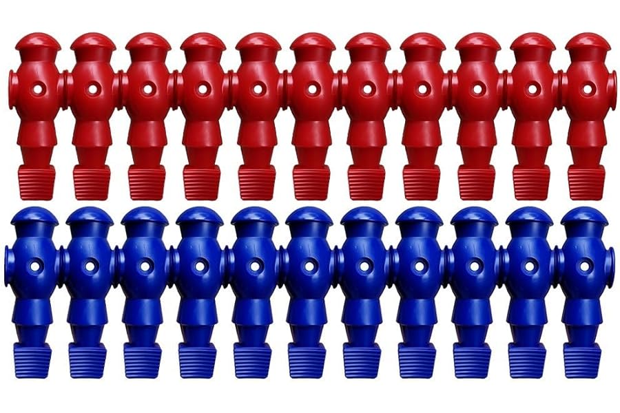 Besttoolifes 22 Pcs Replacement Table Football Table Set for Men Plastic Table Football Table with Standard Smooth Burrs, 16mm Rod Opening to Fit (Red Blue)