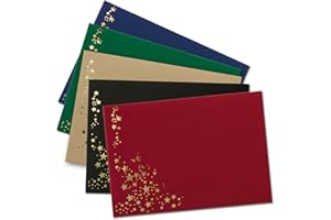 ‎NEUSER PAPIER 25x Briefumschläge mit Metallic Sternen - DIN C5 - Mix Set 10, Umschläge in Rot, Schwarz, Grün, Blau und Kraftpapier - mit Sternen in Gold