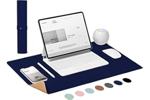 LeKuni Podkładka na biurko 80 x 40 cm, antypoślizgowa podkładka pod mysz, dwie strony: skórzana i korkowa, wodoodporna podkładka na biurko do biura i domu, ciemnoniebieska