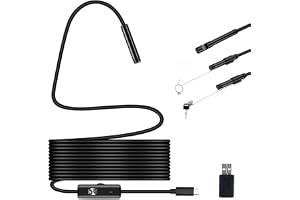Funmo Endoskopkamera med ljus, Typ C endoskopkamera med LED-lampor, IP67 vattentät HD, för , (3 m/5,5