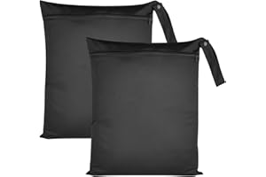 Svalor 2 Pcs Waterproof Travel Laundry Bags, Reusable Wet Dry Bags for Swimming, Washable for Baby Nappy Swimsuits Gymnastics Dirty Clothes, 50 x 60 cm, Black