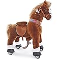 PonyCycle Authentic Horse Ride on Toys Scooters for Children (with Brake and Sound/90 cm Height/Size 4 for 4 to 8 Years) Pony Ride on a Brown Horse Ux424