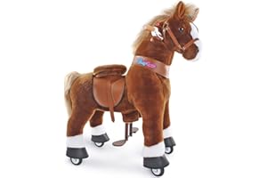 PonyCycle Oficial Clásico Modelo U Pony para Montar Balancin con Ruedas Caballo Juguete Grande Peluche de Caballo Infantil (con Freno y Sonido/Talla 4 para Edades de 4-7 años) Caballo Marrón Ux424