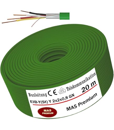 VOKA 50m EIB Bus-Kabel 2x2x0,8 J-Y(St) Yh KNX Busleitung Eca  Installationsbus Fernmeldekabel Datenkabel Installationsbusleitung grn :  Amazon.de: Gewerbe, Industrie & Wissenschaft