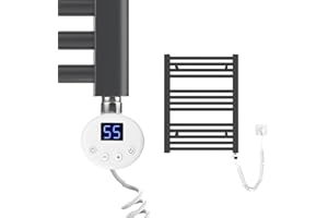Meykoers Handtuchheizkörper Elektrisch 700 x 500mm Badheizkörper Elektrisch mit Thermostat Badezimmer Handtuch Heizkörper Bad Elektroheizung Handtuchwärmer Anthrazit 284 Watt