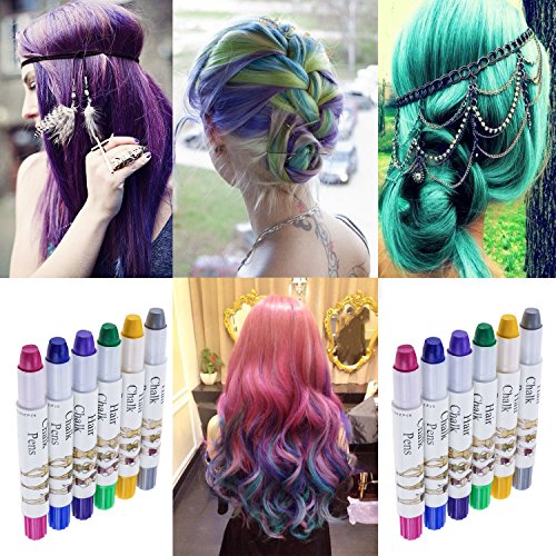 Zexuan 6 Colors Temporary Hair Chalk Set Non Toxic Washable Hair