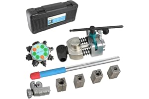 DPTOOL Kit di Utensili per svasatura Tubi Freno, svasature Singole, Doppie e a Bolla da 45 Gradi, utensile per svasatura Tubi per Tubi da 3/16", 1/4", 5/16", 3/8" e 4,75 mm, per Tubi in Acciaio
