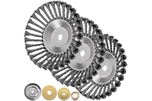 TOTONY 3 Stück Unkrautbürste Freischneider, Profi Wildkrautbürste für Motorsense zur Effektiven Unkrautentfernung und Moosentfernung, 150x25,4 MM Wildkraut Fugenbürste, Unkrauttrimmer Rundbürste Drahtbürste