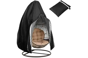 Zimohe Couverture de Chaise Suspendue, Housse de Fauteuil Suspendu, Housse de Protection pour Oeufs Chaise, Imperméable Housse Meuble Couverture avec Fermeture à Glissière, 190x115cm (Noir)