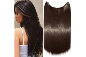 20"(50cm) SEGO Extensiones Hilo Invisible Pelo Sintético Se Ve Natural [Castaño Chocolate] Cabello sin Clip Una Pieza Lisa (90g)