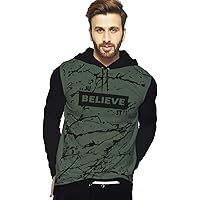 BLIVE Mens Full Sleeve Hooded T-Shirt | Printed Hoodie T-Shirt