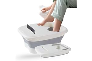 CLENDOR Bain de Pieds Pliable avec Picots Massage – Support Téléphone & Couvercle Anti-Éclaboussures – Seau Spa Relaxant à Domicile, Bassine Portable, Idée Cadeau Bien-être Original, Premium Durable