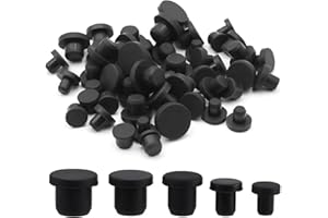 SKDFHOD 50 Tappi in gomma in silicone, 5 Misure Tappo per Fori, Nero Rotondo in Gomma Impermeabile Coperture per Fori per Bottoni Tappo Flessibile Morbido Adatto per fori con diametro interno di 4-9,5 mm