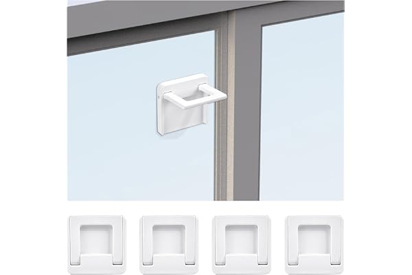 Vicloon Bloque Porte Coulissante,4pcs Fenêtre Verrouillage De Sécurité Enfant avec Patin Adhésif sans Percage pour la Sécurité de Bébé et Anti-vol