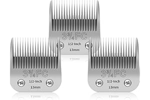 YAZIYIR Confezione da 3 lame in acciaio inossidabile rimovibili per toelettatura di cani da compagnia 3-3/4FC, compatibili con Andis/Oster A5/Heiniger/moser,3-3/4FC lama 1/2 pollice 13 mm lunghezza di taglio