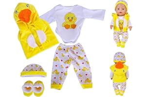 YITULOU Ropa de Muñecos para Muñecas Bebé 35-43 cm, Ropa para Muñecas Bebé, Amarillo Conjunto de Ropa de Muñeca 14-18 Inch, Juego de Disfraz de Muñeca para Niños y Niñas, Accesorios para Muñeca(no muñecas)