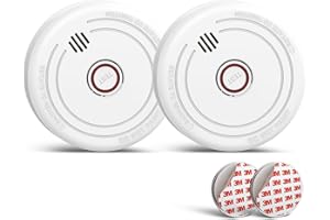 Ruan Photoelectric Smoke Alarm With 10 Years Life Passed the EN14064 Standard Magnetic Smoke Detector Mount Magnet Smoke Detector with Test Button 2 Pack