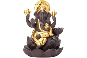 SUPVOX Brûle- à refoulement en céramique avec Statue du éléphant Ganesh Doré