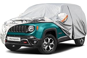Kayme Telo Copriauto da Esterno, Compatibile con Jeep Renegade (2014-2025), Copertura a 6 Starti per Impermeabile Anti UV Anti Vento Antipolvere, Telo Copri con Cerniera e in Cotone.