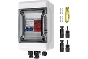 GTYORUS Boîte Photovoltaïque,DC überspannungsschutz PV Solar Trennschalter mit Solarstecker 1 String 500V Photovoltaik DC Leitungsschutzschalter Blitzschutz Erdung für PV Anlage(1 in 1 Out,25A)