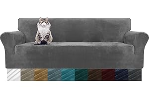 ‎MAXIJIN Maxijin thick velvet sofa cover, 3 seater, super stretch, non-slip couch cover for dogs, cats, pets friendly 1 piece elastic furniture protector, plush sofa slipcover