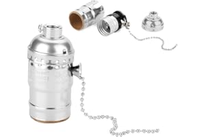 Nikou Support de Lampe E27 Support de Lampe Vintage en Aluminium avec Lampe de Bureau à chaîne support lampe vintage (Couleur : Sliver)