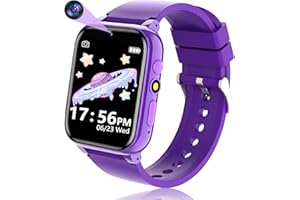 clleylise Montre Connectée Enfant: Montre Intelligente pour garçons et Filles, Montre podomètre pour Enfants avec Appareil Photo, Jeux et Musique, Cadeau-Jouet (D10 Purple)