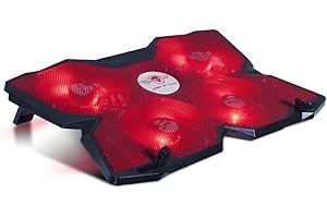 SPIRIT OF GAMER AIRBLADE 500 RED : Refroidisseur pour PC PORTABLE 13-17'' / 4 ventilateurs silencieux de 120 mm à leds bleus + variateur de vitesse / 3 positions d'inclinaison / câble nylon tressé