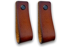Brute Strength - Maniglie in pelle per mobili - Cognac - 2 pezzi - 16,5 x 2,5 cm - Maniglia per mobili, maniglia per porte per cucina, bagno, armadi, comò, legno