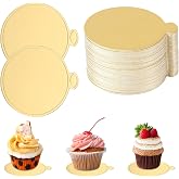 100 Pieces Mini Round Cake Board Gold 9cm Disposable Cardboard Cake Base Cake Board Cake Board Display Tray DEE Dessert Cake